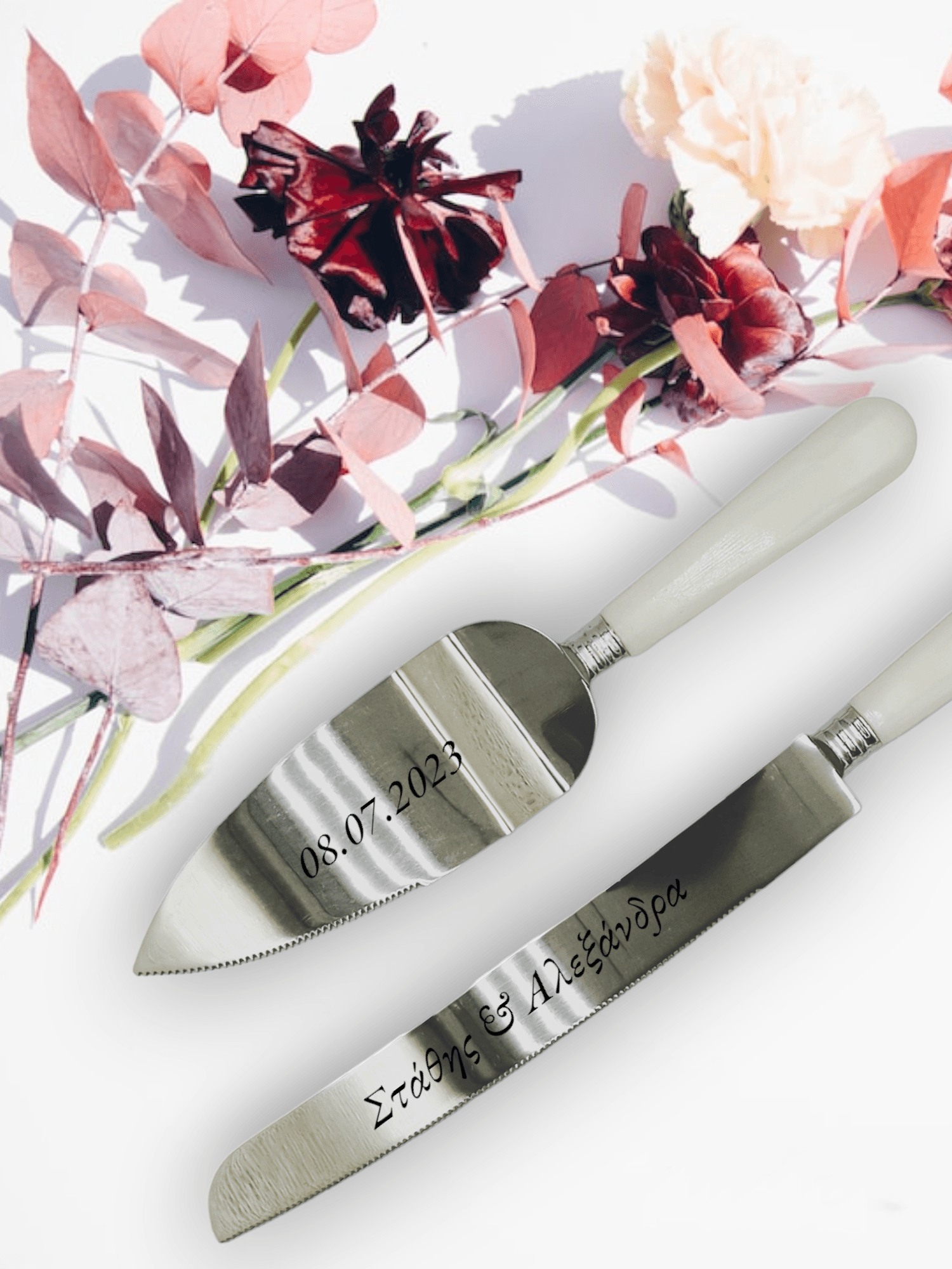 CAKE KNIFE + SHOVEL ΣΤΑΘΗΣ ΑΛΕΞΑΝΔΡΑ-FLOWERS